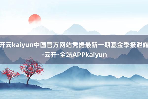 开云kaiyun中国官方网站凭据最新一期基金季报泄露-云开·全站APPkaiyun