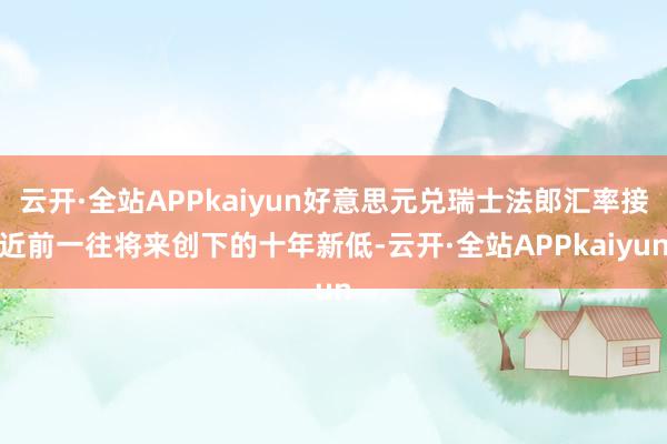 云开·全站APPkaiyun好意思元兑瑞士法郎汇率接近前一往将来创下的十年新低-云开·全站APPkaiyun
