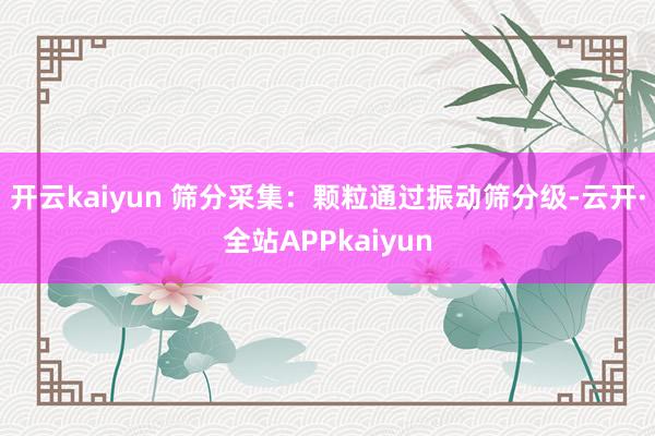 开云kaiyun 筛分采集：颗粒通过振动筛分级-云开·全站APPkaiyun