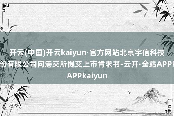 开云(中国)开云kaiyun·官方网站北京宇信科技集团股份有限公司向港交所提交上市肯求书-云开·全站APPkaiyun
