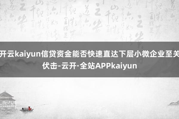 开云kaiyun信贷资金能否快速直达下层小微企业至关伏击-云开·全站APPkaiyun