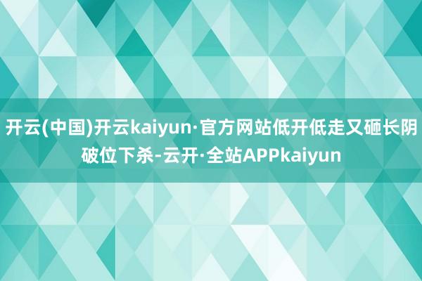 开云(中国)开云kaiyun·官方网站低开低走又砸长阴破位下杀-云开·全站APPkaiyun